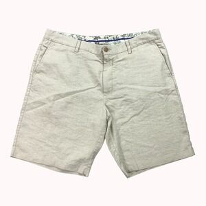 Tommy Bahama Lahaina Bay Shorts Mens 38 Stone Linen Coolmax Beach Coastal Preppy